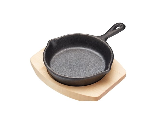 Redondo De Hierro fundido con tabla kitchen craft pequeño artesa en miniatura madera para servir apta placa circular negro