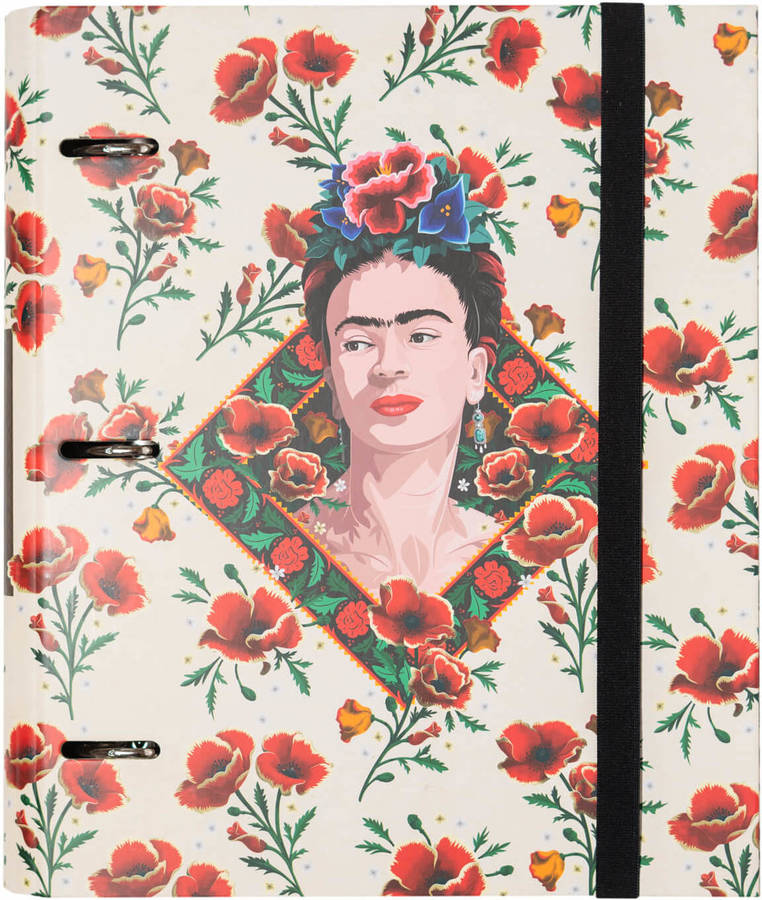 Carpeta 3 Anillas troquelada premium frida kahlo flowers erik blumen archivador de dossier editores 26x32