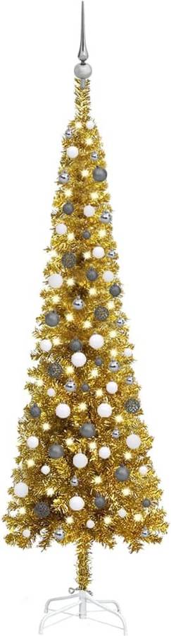 Árbol de Navidad VIDAXL con Luces LED y Bolas (Dorado - 210x55 cm)