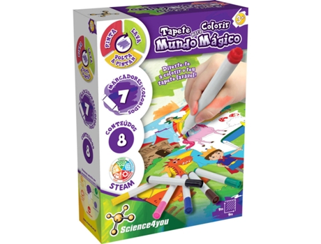 Science4youalfombra De Colorear mundo magico mantel lavable juguetes dibujar pintar con 7 rotuladores juegos educativos para niños 3+ años multicolor sccience4you 80002802 science4you 3