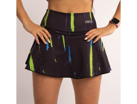 Falda para Mujer FORZA FITNESS Negro y Verde para Ténis (Talla Unica)