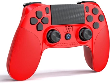 Controlador PS4 Inalámbrico, Giroscopio de 6 Ejes, Vibración Doble, LED, Rojo