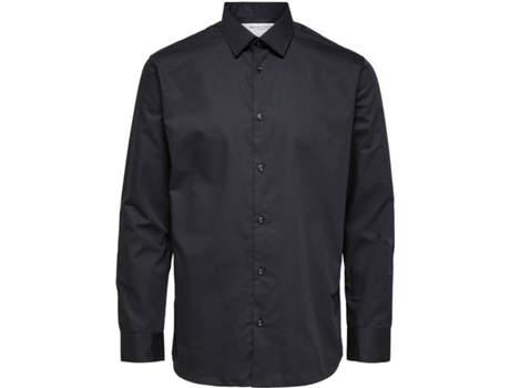 Camisa SELECTED Slim Algodón Hombre (M - Negro)