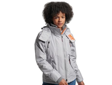 Abrigo Impermeable para Mujer SUPERDRY (S - Poliéster - Gris)