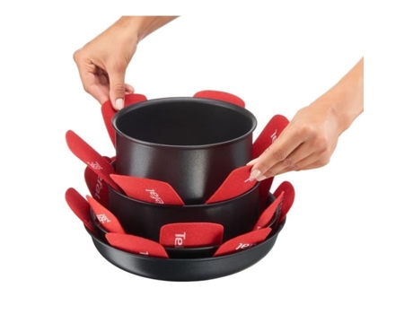 TEFAL Juego de 4 protectores de sartenes 38 x 36 x 1 cm rojo