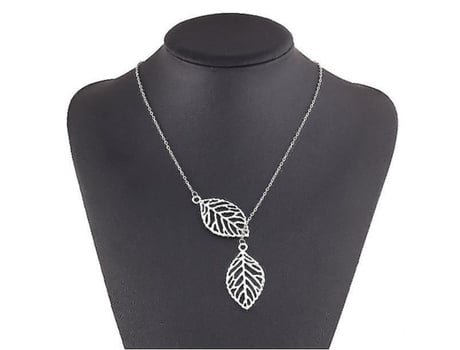 Collar de doble hoja de estilo auspicioso de hojas de hojas [plata]