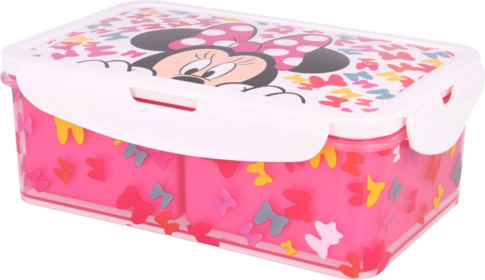 Stor8412497511457rectangular Contenedor Desmontable compartimentos 1190 ml capacidad minnie arcos atrevidos lonchera mouse rosa 7 20 13