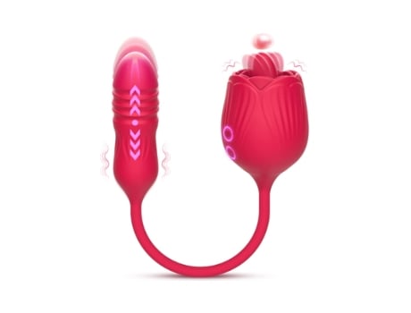 Vibrador para Mujer Estimulador de Lamer Clítoris con Empuje Butt Plug y Vibración 4 en 1 Pezón Clítoris Rojo BISBISOUS