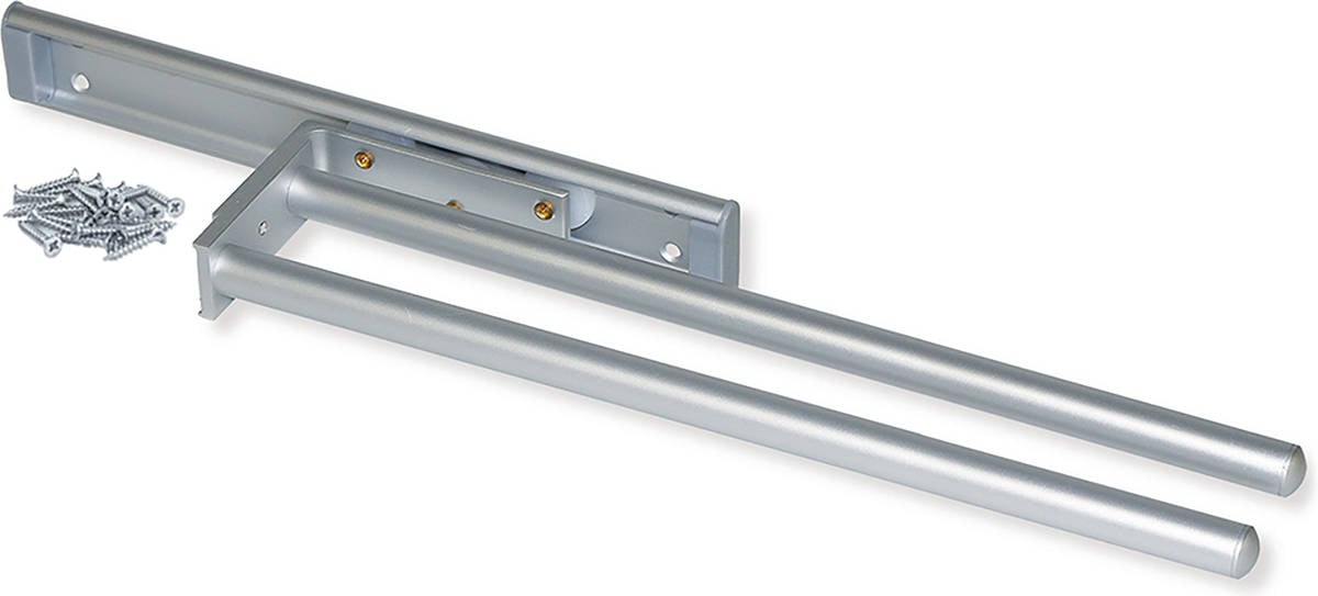 Emuca Toallero Extensible 2 brazos colgador de toallas para baño cocina aluminio anodizado mate 440mm largo