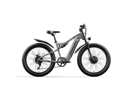 Bicicleta eléctrica S600 2000W Motores duales Baterías 17.5Ah 50 Km/H Neumáticos de 26 pulgadas de espesor SHENGMILO Gris