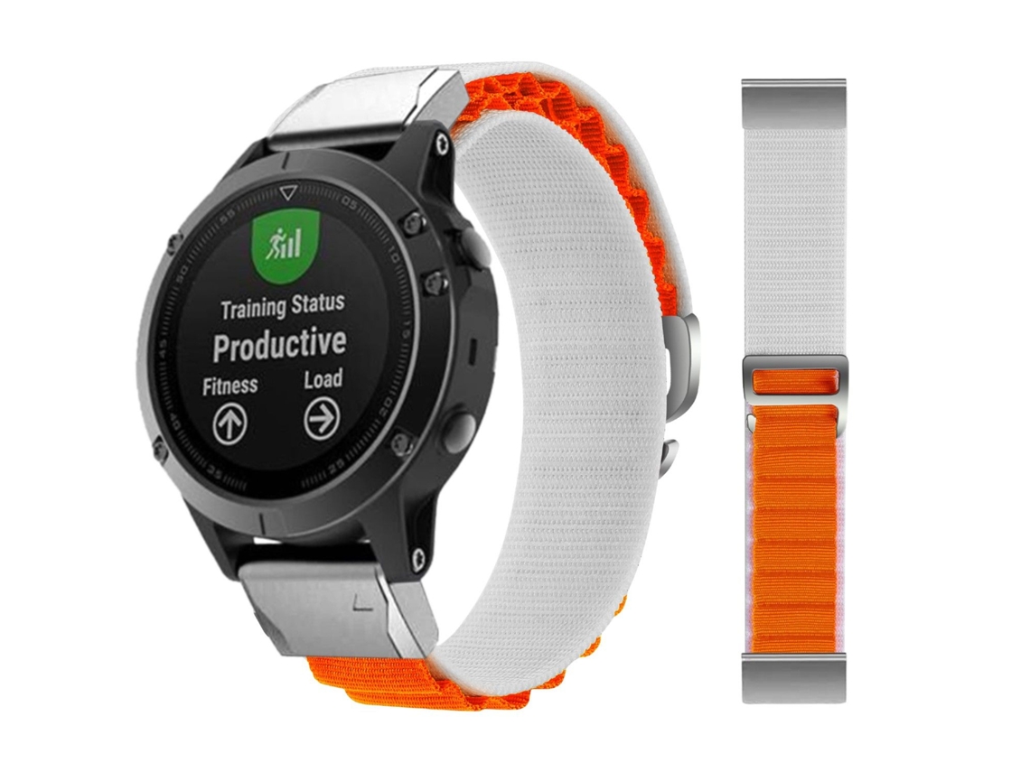 Correa Loop Alpine Para Garmin Forerunner 745 Blanco Y Naranja con