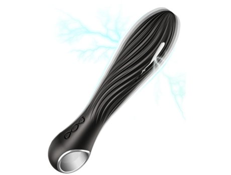 Vibrador recargable a prueba de agua con 7 modos de descarga eléctrica y 12 patrones de vibración para mujeres (negro) VEANXIN