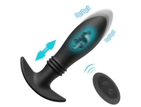 Vibrador telescópico anal con 10 modos para adultos (negro) VEANXIN