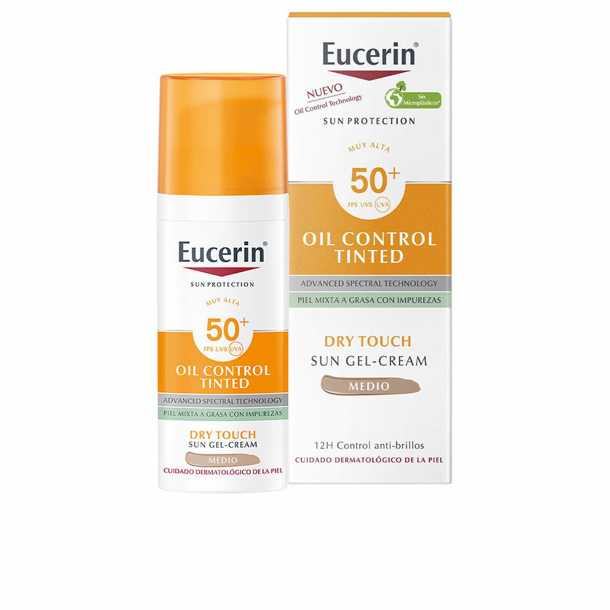 Eucerin Gel Cream oil control dry touch spf50+ tinted medium novedad protector solar muticolor