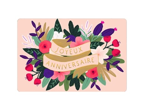 Tarjeta doble KIUB Des Plumes Et Des Fleurs Joyeux Anniversaire