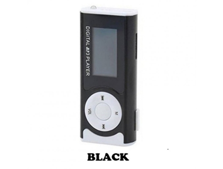 Lector MP3 Pantalla Lcd Recargable con Soporte de Luz Led Externo Tarjeta Micro Tf Sd Negro