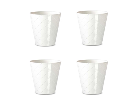 Palm Set de 4 Macetas Redondas Decorativas 13 cm con Textura. Blanco Roto ARECA