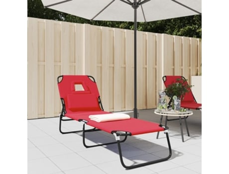 MAISON EXCLUSIVE Tumbona plegable acero recubrimiento en polvo tela Oxford rojo