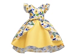 Vestido NNJXD Noche Princesa Mangas Voladoras Poliéster para Niños (140 cm - Amarillo)