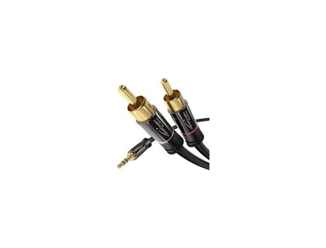 Cable 3 m. Coaxial Audio Estéreo Pro Series - 1 conector 3,5mm jack macho a 2 conectores RCA macho