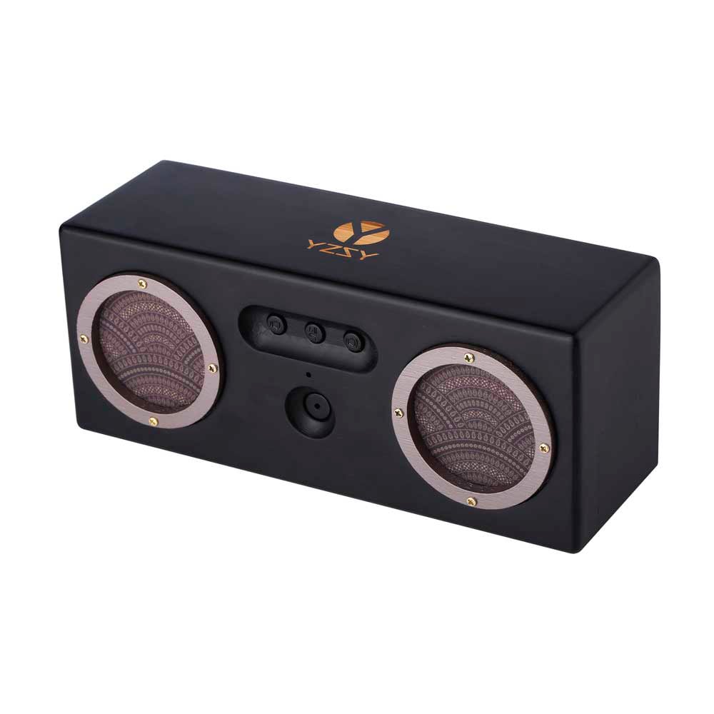 Altavoz Bluetooth YZSY Tambor Madeira y Negro