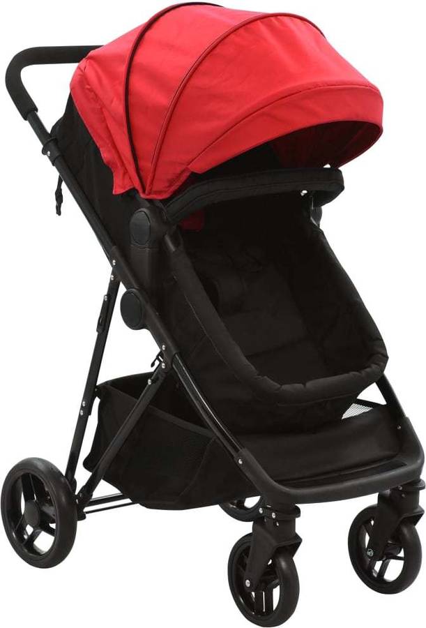 Carrito de Bebé Duo VIDAXL 2 In 1 Rojo y Negro