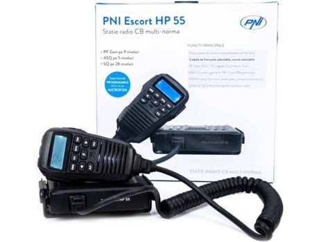 Radio Cb Pni escort hp 9001 pro asq ajustable amfm 12v 24v 4w escaneo reloj dual anl pantalla multicolor negro 43 36