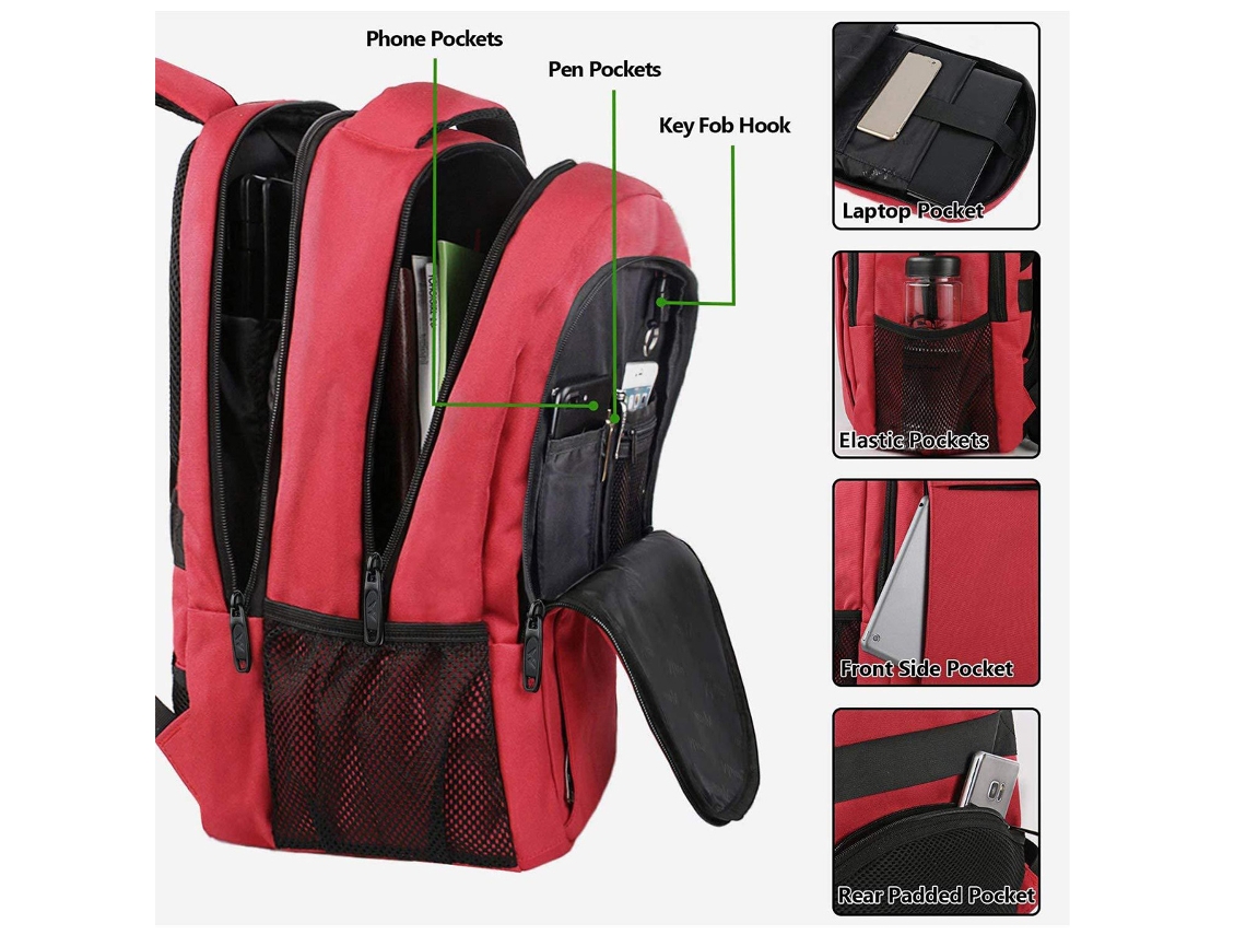 Asenlin Mochila para portátil de viaje de 40L, N-rojo (mochila con 3 cubos  de embalaje), Mochilas de viaje