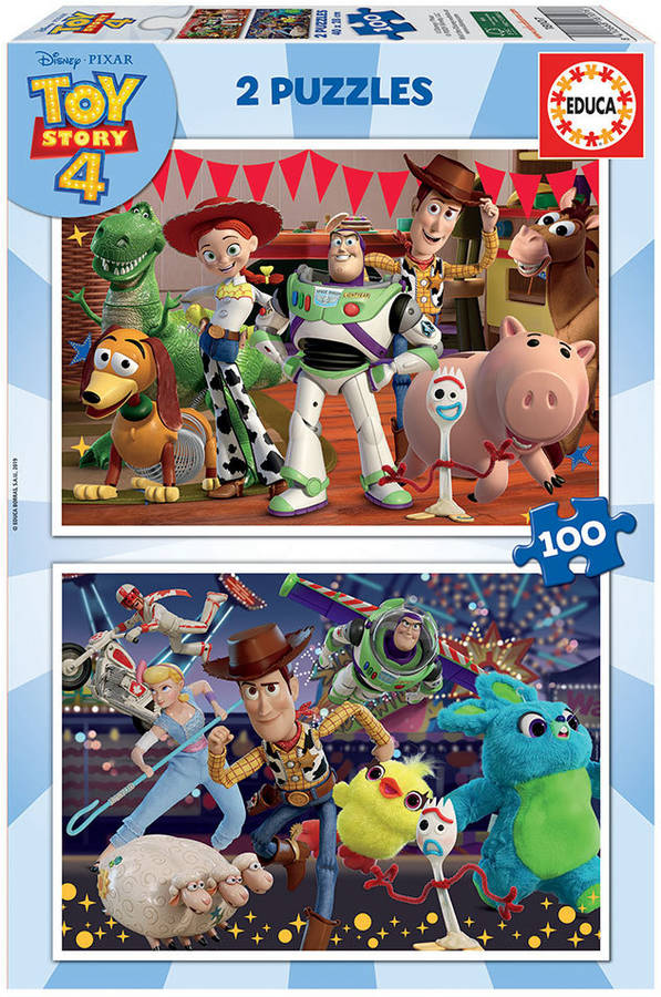 Puzzle EDUCA 2x Puzzle 100 Toy Story 4 (Edad Mínima: 3 Años - 200 Piezas)