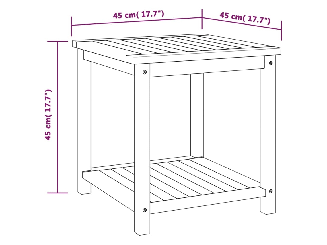 vidaXL Mesa auxiliar de madera maciza acacia 45x45x45 cm