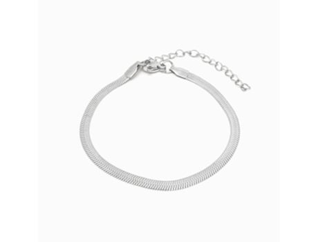 Pulsera FEIRA DE BIJU de malla de serpiente 3 mm de acero inoxidable plateado 165 cm