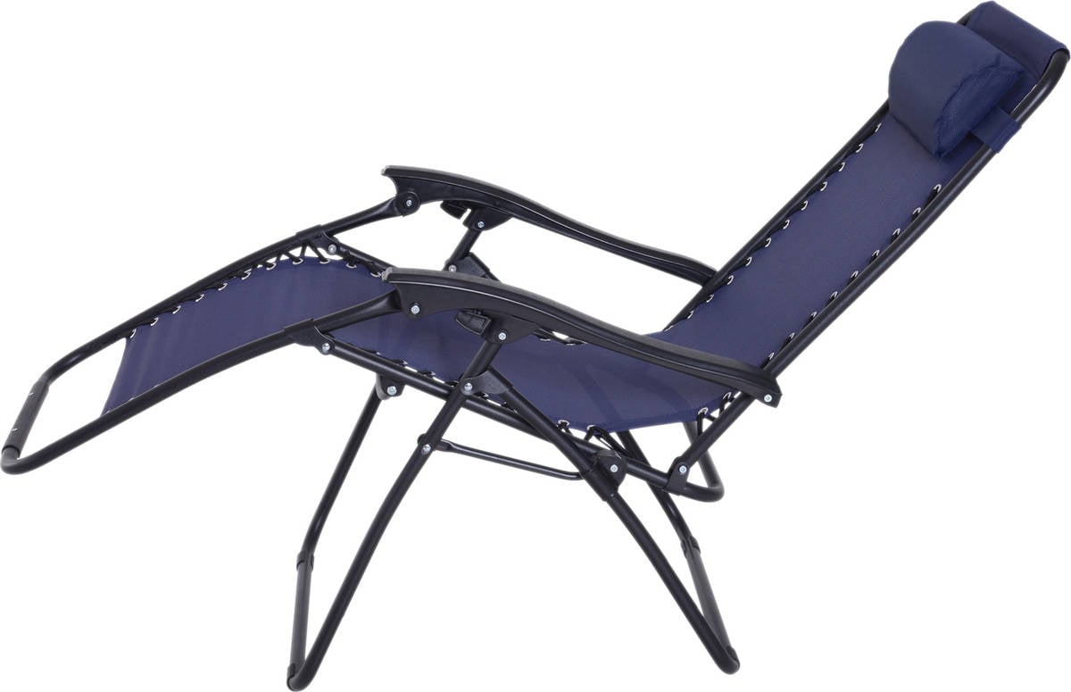 Outsunny ® Tumbona plegable gravedad cero de playa relajante texteline marco acero carga 120kg 90x65x110 cm azul 90x65x110cm 84b227bu