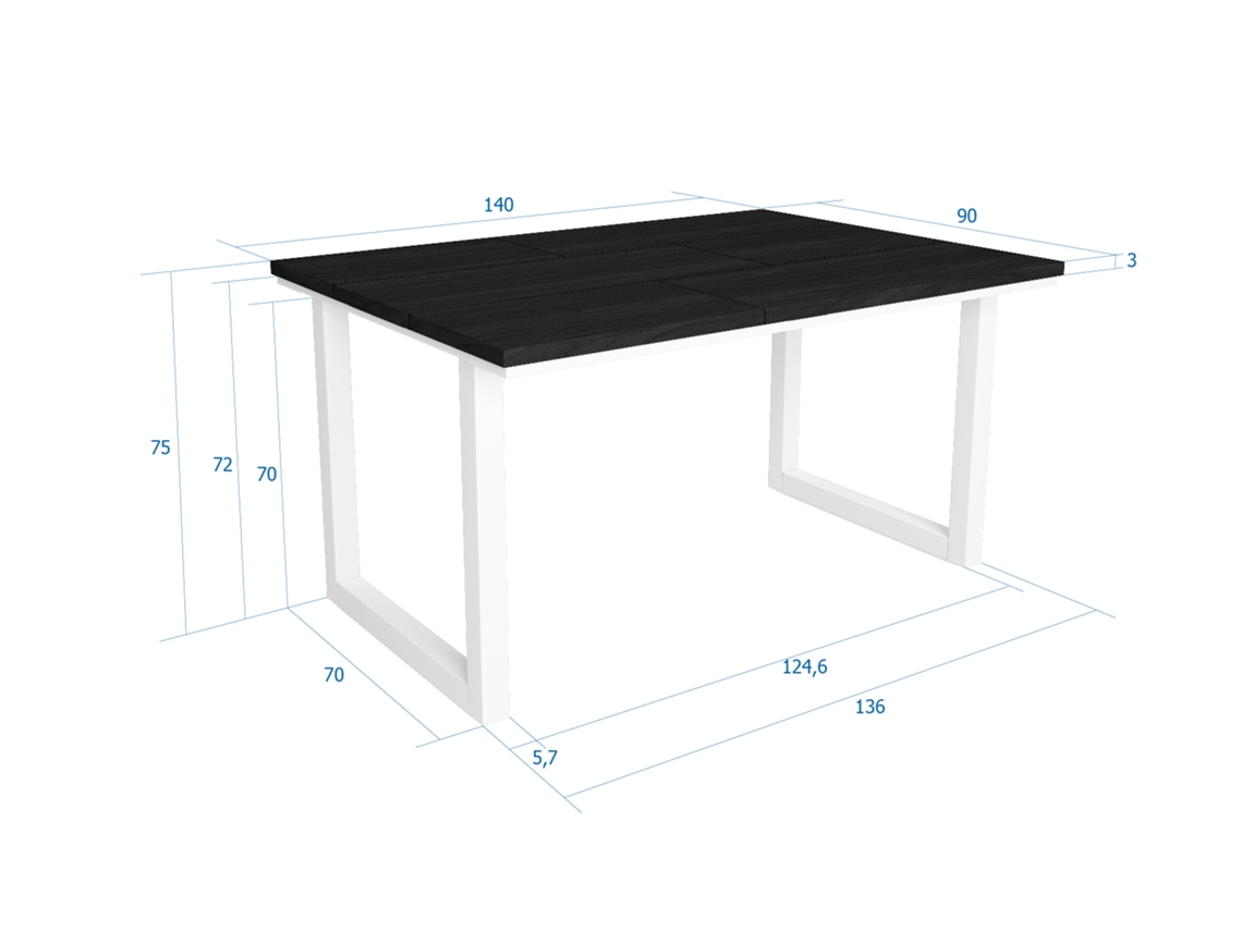 Mesa de Comedor SKRAUT HOME Tetrix 6 Plazas (Negro - Melamina - 140 x 90 x  75 cm)