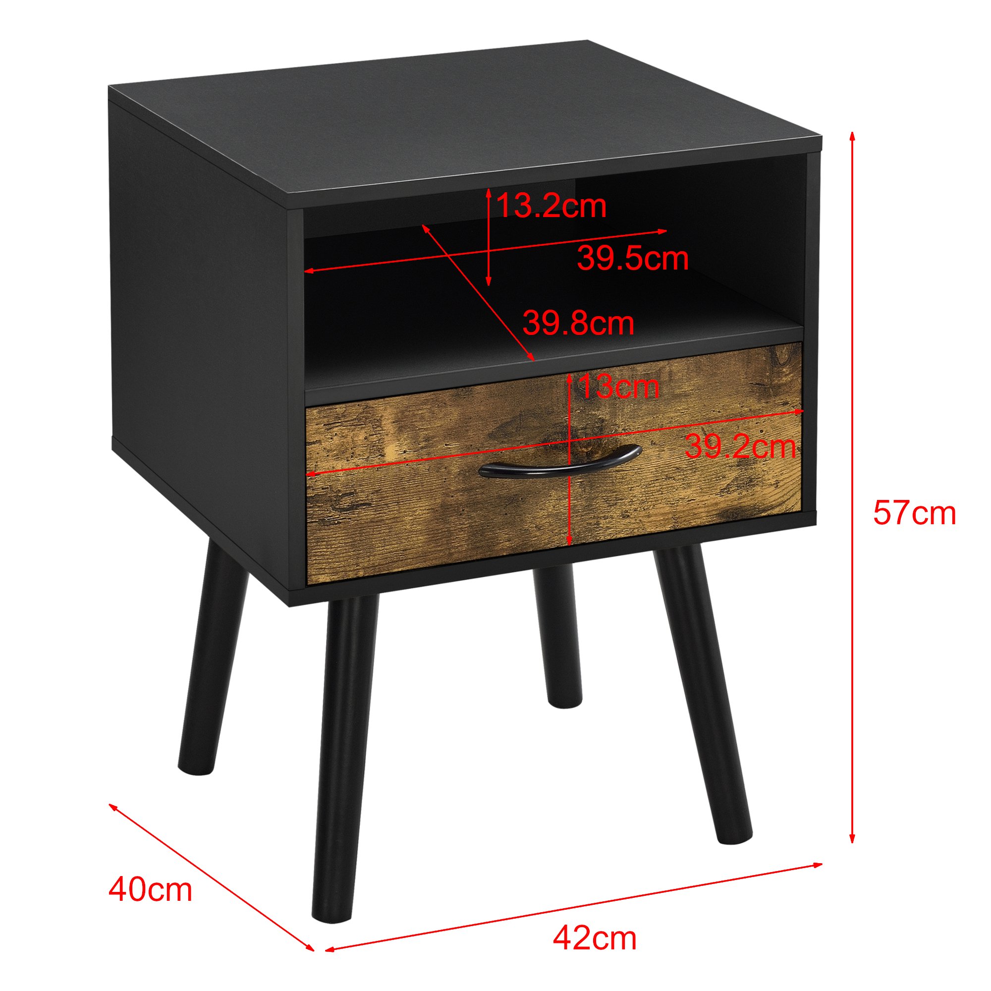 Mesa de Noche EN.CASA Gavle (54 x 40 x 30 cm - Aglomerado Madera)