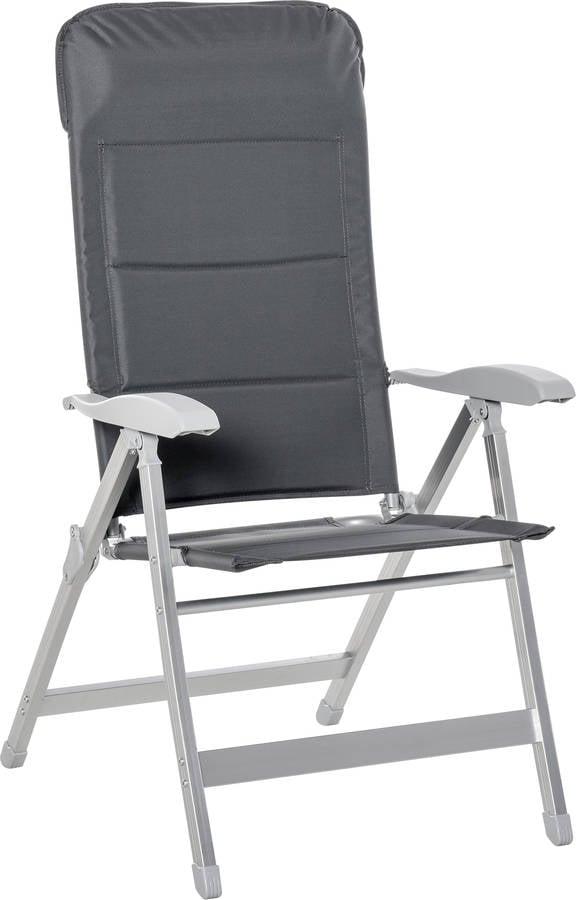 Silla de Exterior Plegable OUTSUNNY Gris (Tejido - 75x61,5x114,5 cm)