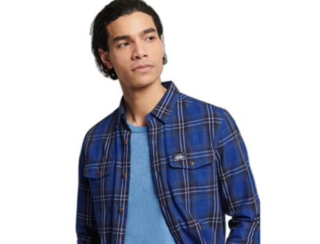 Camisa SUPERDRY Algodón Hombre (S - Azul)