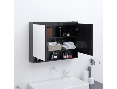 MAISON EXCLUSIVE - Armario espejo de baño con luz LED acrílico negro  100x12x45 cm