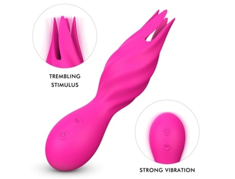 Vibrador de masaje de doble cabezal de 9 frecuencias para mujer (Rojo rosa) VEANXIN