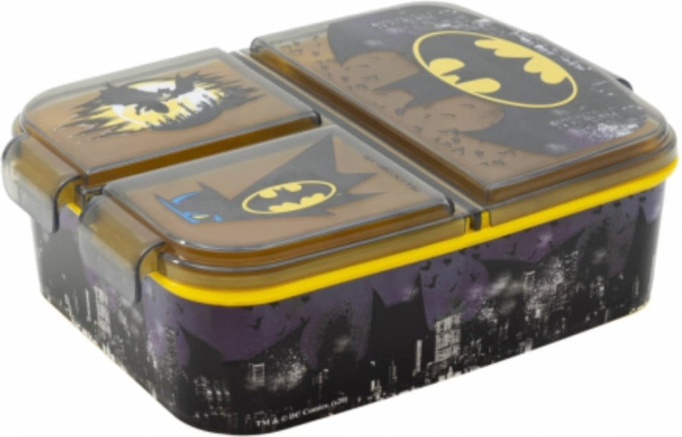 Batman Sandwichera Con 3 compartimentos para niños lonchera infantil porta merienda fiambrera decorada negro 5 16 12