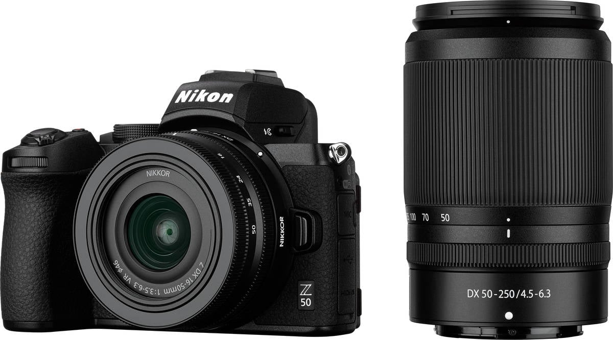 Kit Cámara Mirrorless NIKON Z50 + 16-50 mm + 50-250 mm (21.5 MP - Sensor: APS-C - ISO: 100 a 51 200)