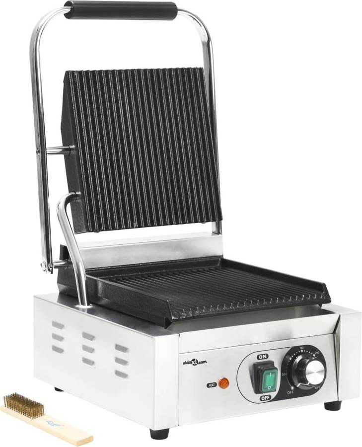 Parrilla Vidaxl Acero inoxidable grill estriada de 1800 w plancha 31x305x20cm 50749 1800w