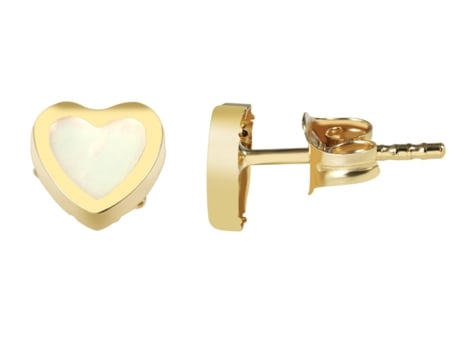 Joyería Oro 8K – Pendientes en Oro Corazón Nácar