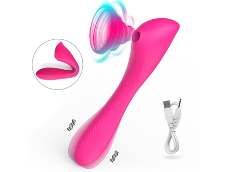 Vibrador de masaje de succión 2 en 1 con 7 modos para mujeres (rosa roja) VEANXIN