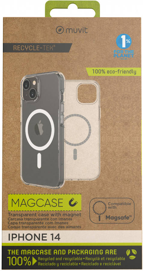 Funda para iPhone 14 MUVIT MFC Recycletek Magsafe Transparente