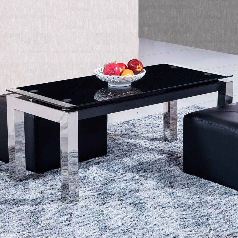 Mesa de Centro ABECEDARIO Negro (Negro - Cristal - 112 x 44–57 x 50 cm)