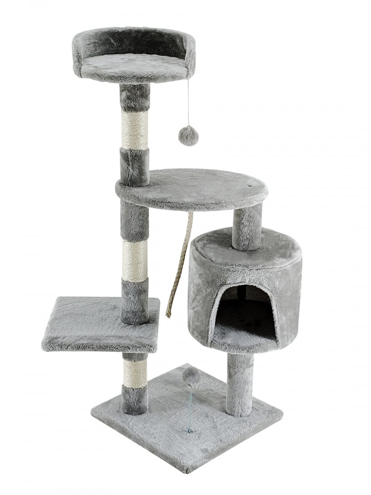 Rascador para Gatos Árbol MOBICLINIC Mediano Rascagatos (Gris Silvestre - 3 Alturas - 40x40x112 cm - Soporta 10 kg)