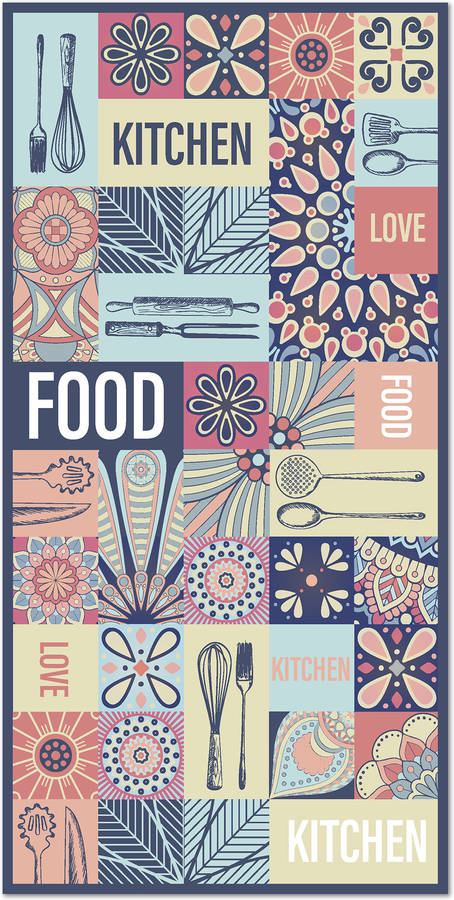 Alfombra HOME & LIVING Kitchen Love Food (Multicolor - 100x140 cm - Vinilo)