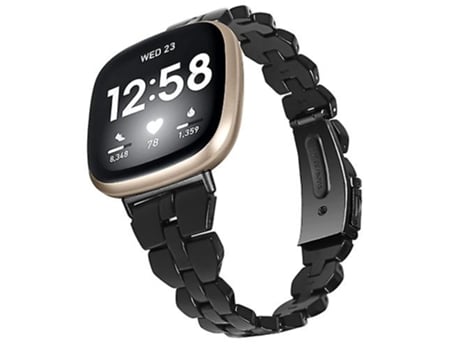 Correa para Fitbit Versa 4 / Sense 2 Correa de reloj universal de resina con rombos, color negro VENISYMLIS