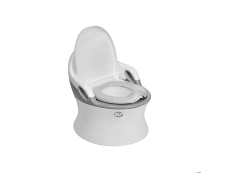 Orinal 3 en 1 Baby MS Orinal y Asiento con Accesorio Inodoro - 2 - 3 Años - Con Sonido y Asiento Acolchado - Blanco/Gris