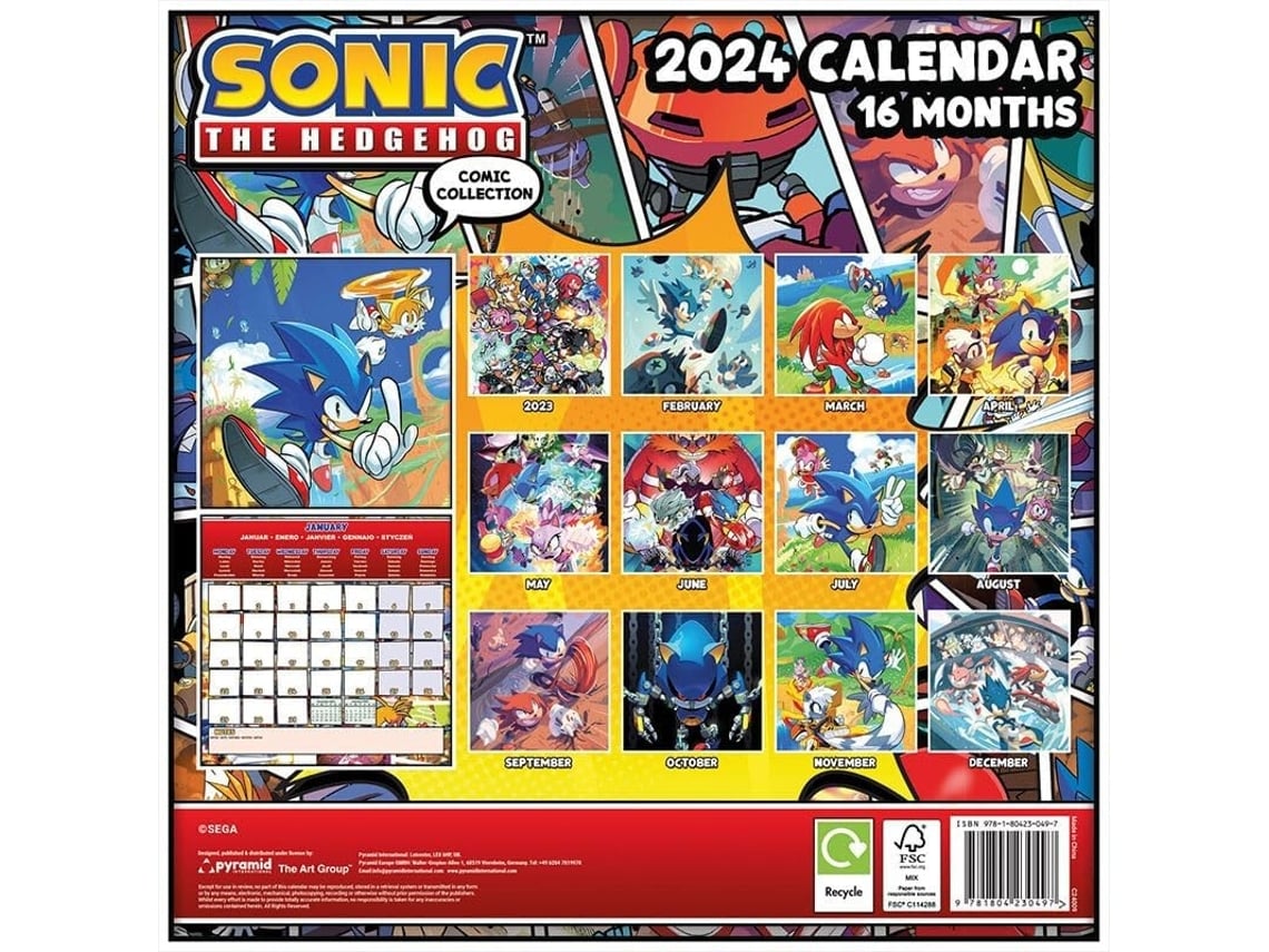 Calendario 2024 Sonic El Erizo 30 X 30 Cm Worten.es